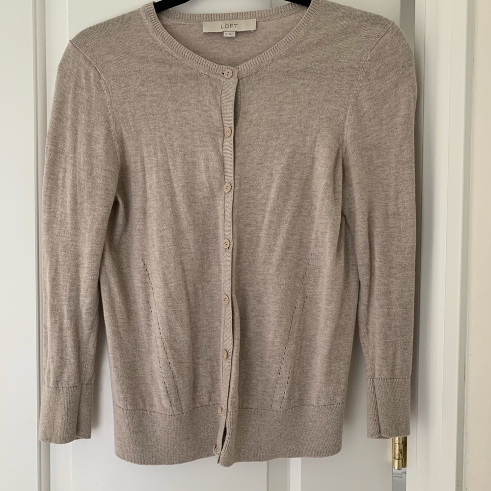 LOFT oatmeal button down cardigan